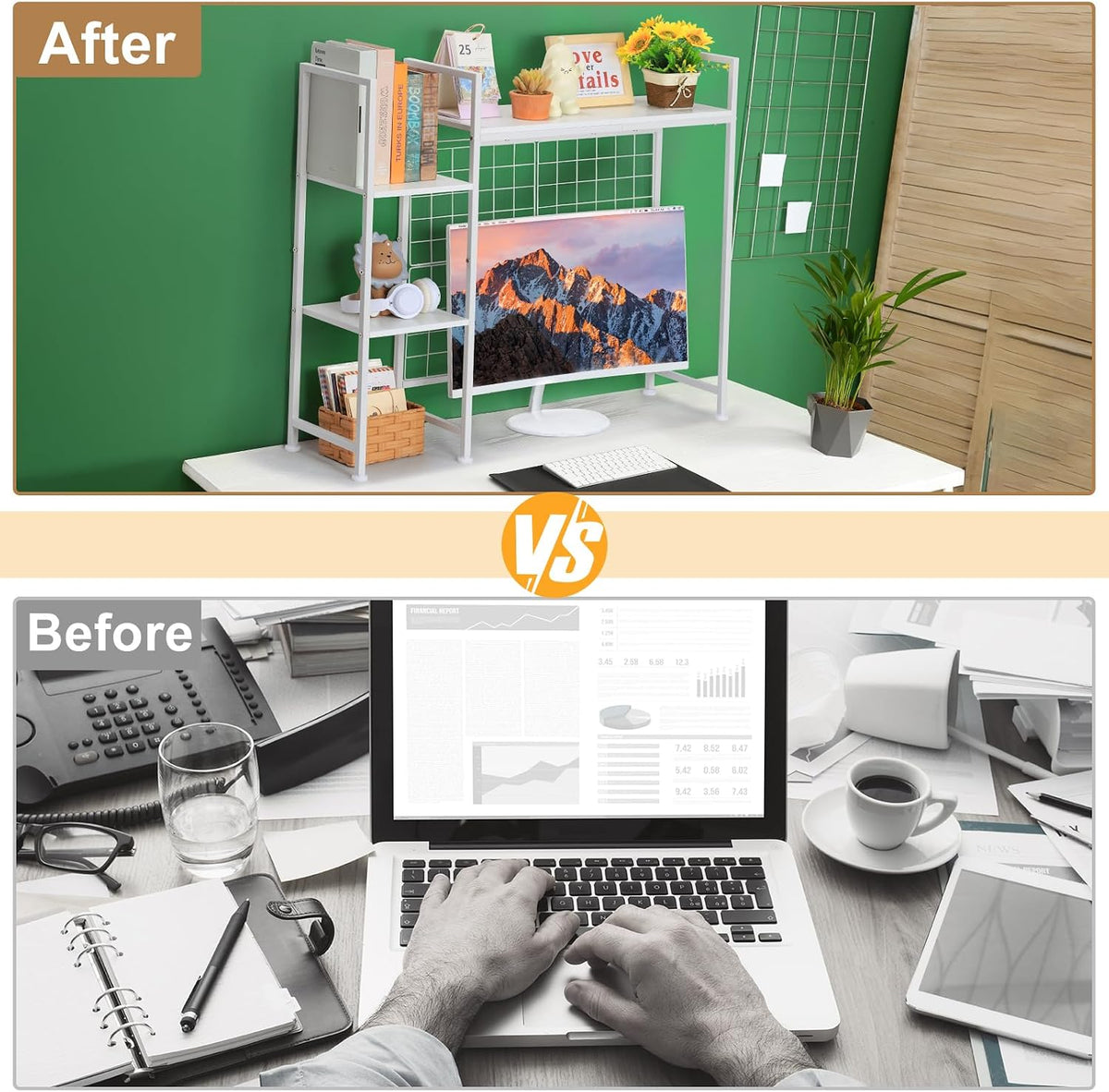 Desk Hutch Shelf White Desktop Bookshelf Dorm