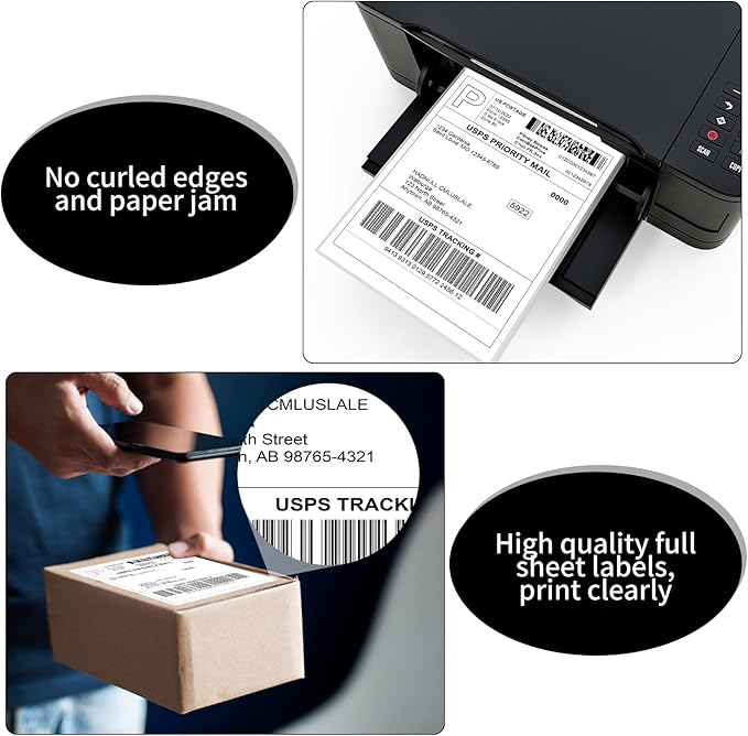 8.5" x 11" Full Sheet Label Sticker Paper for Laser & Inkjet Printers,Self Adhesive Full Page Shipping Labels,Printable White Matte Mailing Label Stickers(4000 Sheets,4000 Labels)