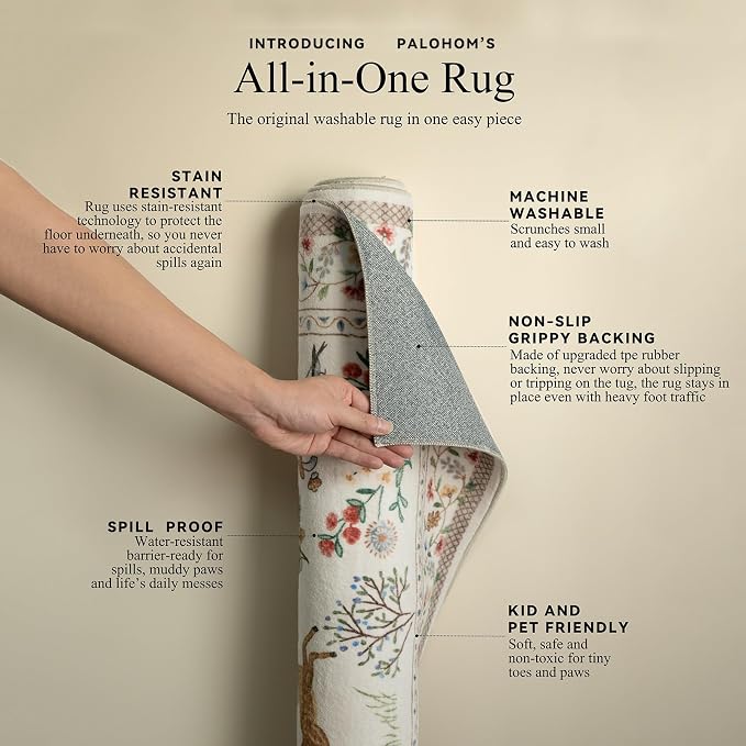 8x10 Area Rugs for Living Room: Washable Bedroom Rug Boho Stain Resistant Non