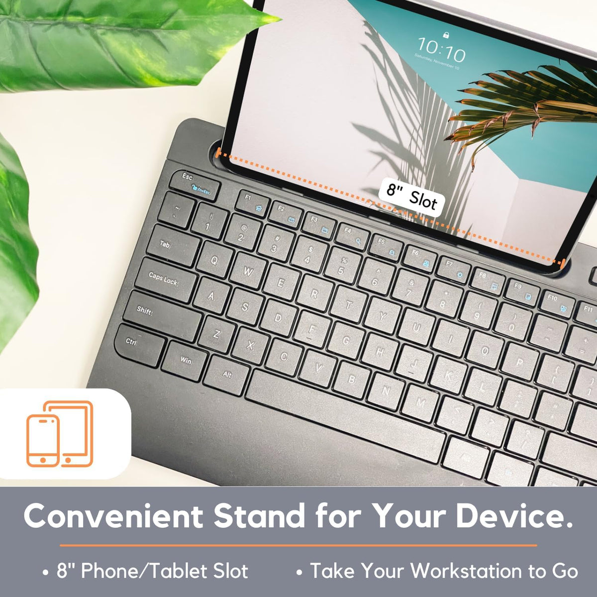 X9 Wireless USB-C Keyboard and Mouse Combo - Dual Port Compatibility (USB C + A) - Versatile Mouse Keyboard Combo Wireless w/ 8" Phone Stand and 113 Keys