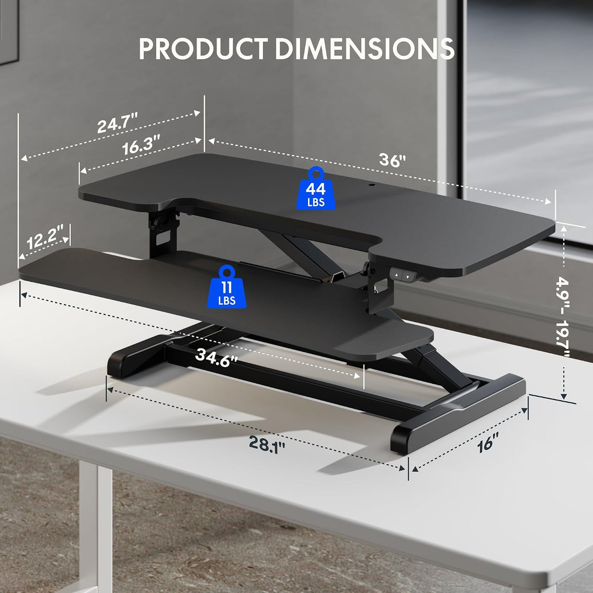 FLEXISPOT 36" Electric Standing Desk Converter, Black