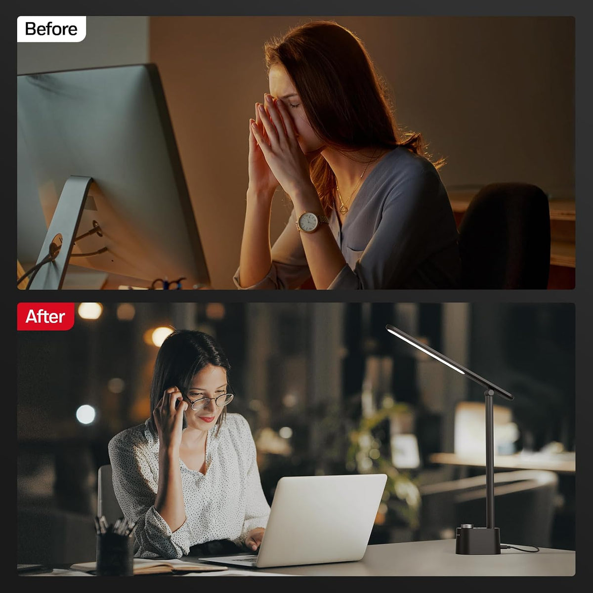 Honeywell LED Desk Lamp, Sunturalux™ Black Desk Lamps for Home Office USB