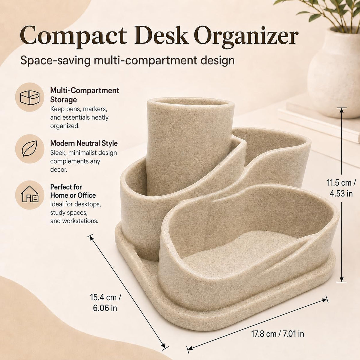 Aesthetic Desk Organizer, Cute Pencil Holder, Boho Office Caddy for Desk
