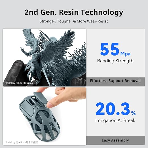 ANYCUBIC 2nd Gen Resin Technology ABS-Like Resin 2.0 Bundle, 3D Printer Resin