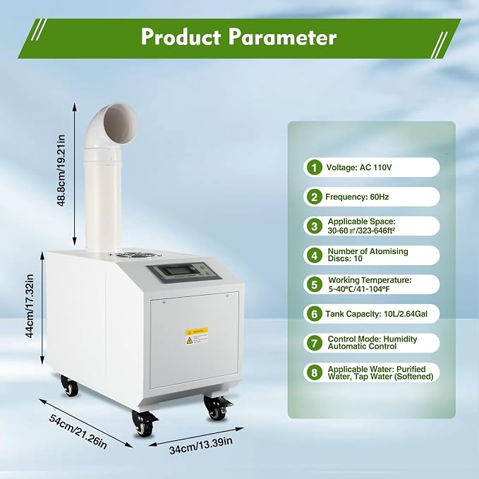 Agricultural Ultrasonic Humidifier, 3kg/h Fog Output Commercial Humidifier