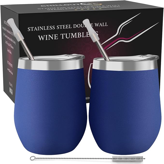 12 oz Stainless Steel Wine Tumblers 2 Pack
