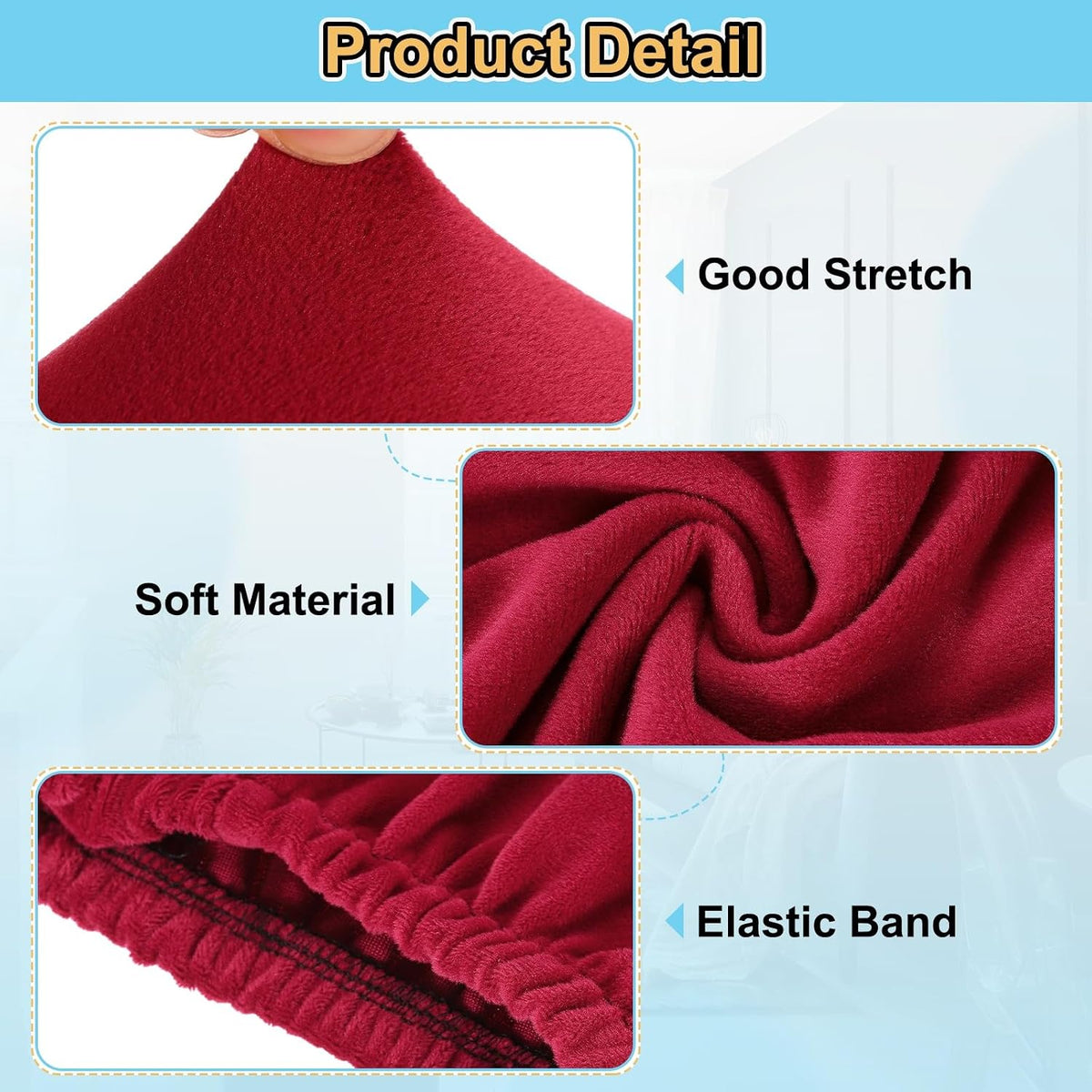 uxcell Stretch Foot Stool Cover Rectangular Square Foot Stool Slipcover with Elastic for Footstool Living Room Bedroom Fit Length 130-160cm / 51.18"-62.99", XL-Large, Wine Red