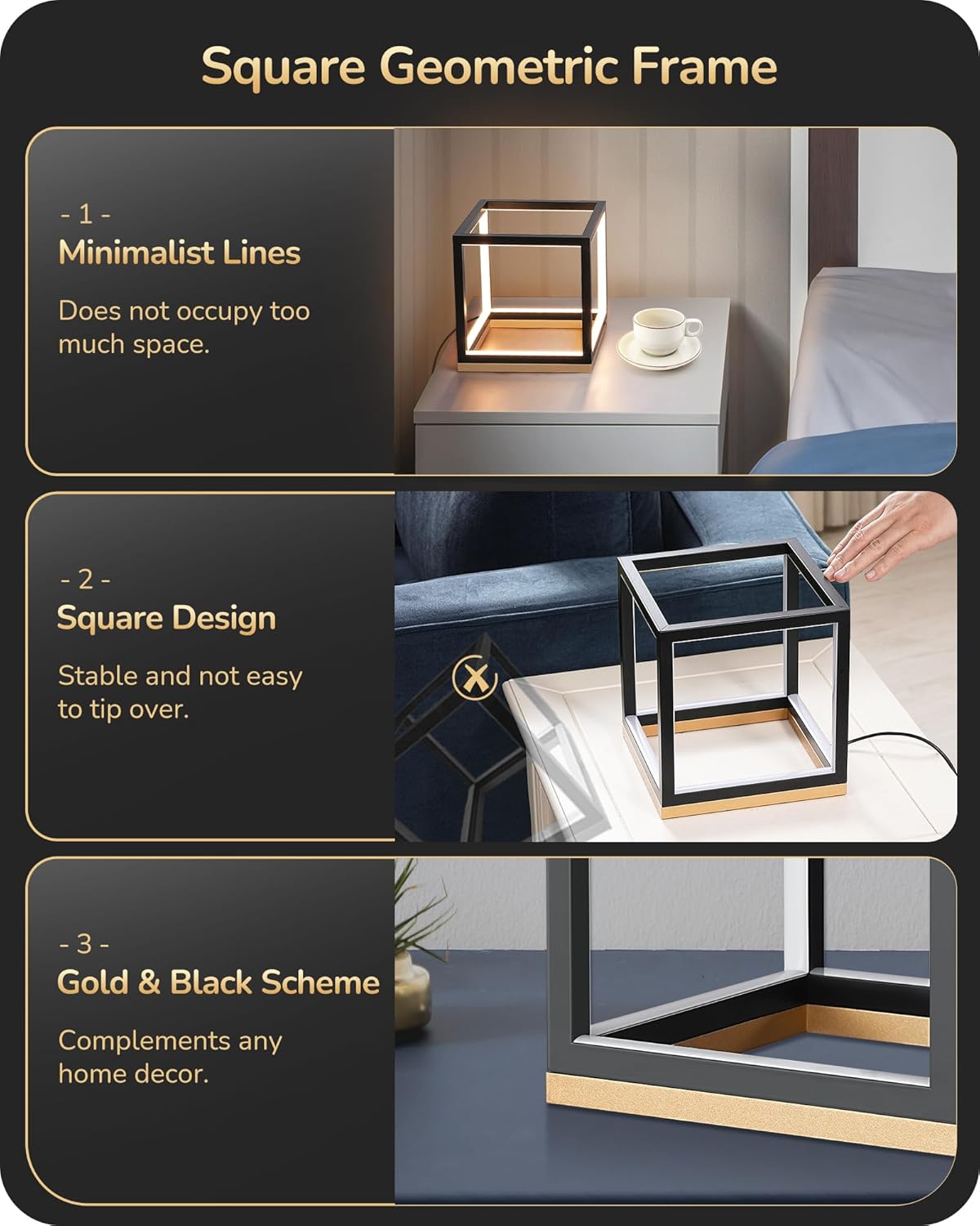EDISHINE Modern LED Table Lamp, Minimalist Bedside Lamp for Living Room