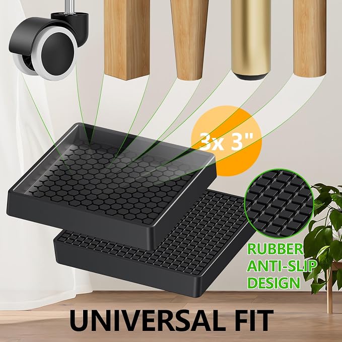 Non Slip Furniture Pads Square, Anti Skid Caster Cups, Anti Slip Furniture