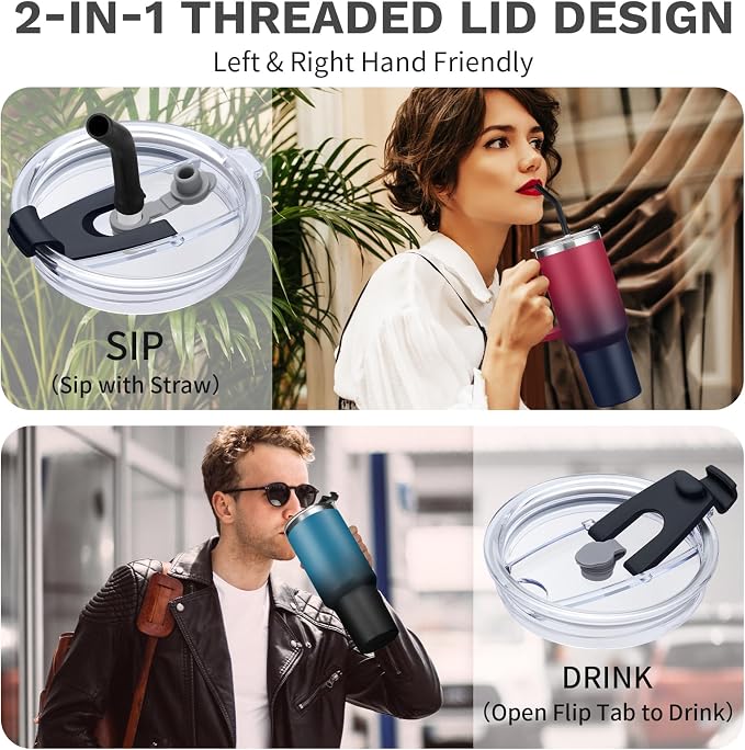 40 oz Insulated Tumbler for 100% Leak Proof, Stainless Steel Reusable Cups