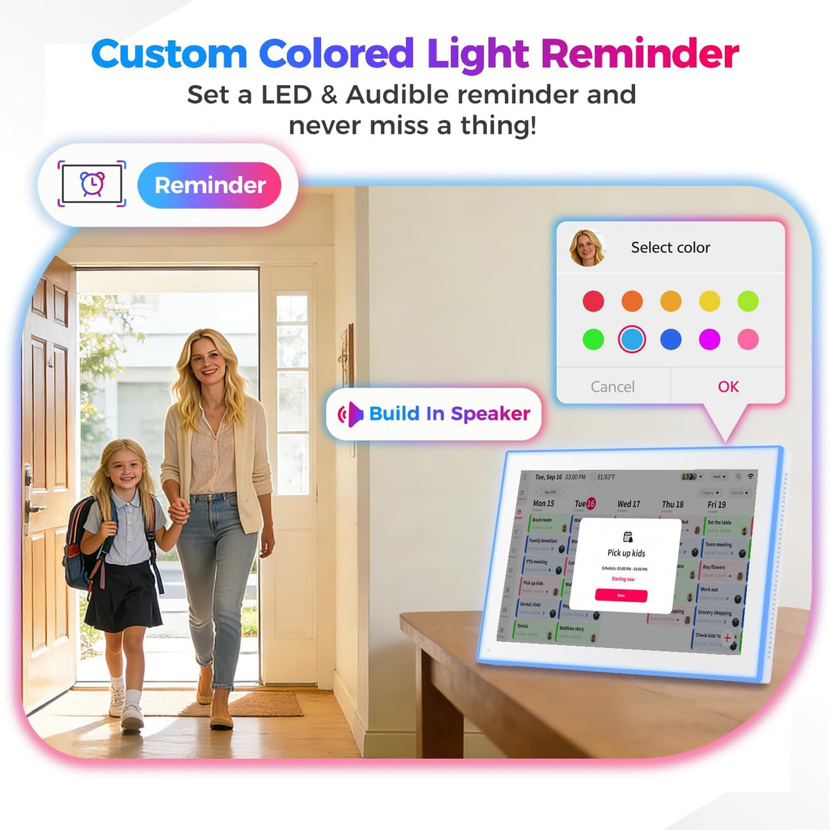 DXMART 10.1" Digital Calendar & Chore Chart, LED Reminder Light, Smart Touchscreen Interactive Display for Family Schedules, Digital Photo Frame Functon, Wall & Desk Mountable, Great for Organizing Your 2026 Calendar