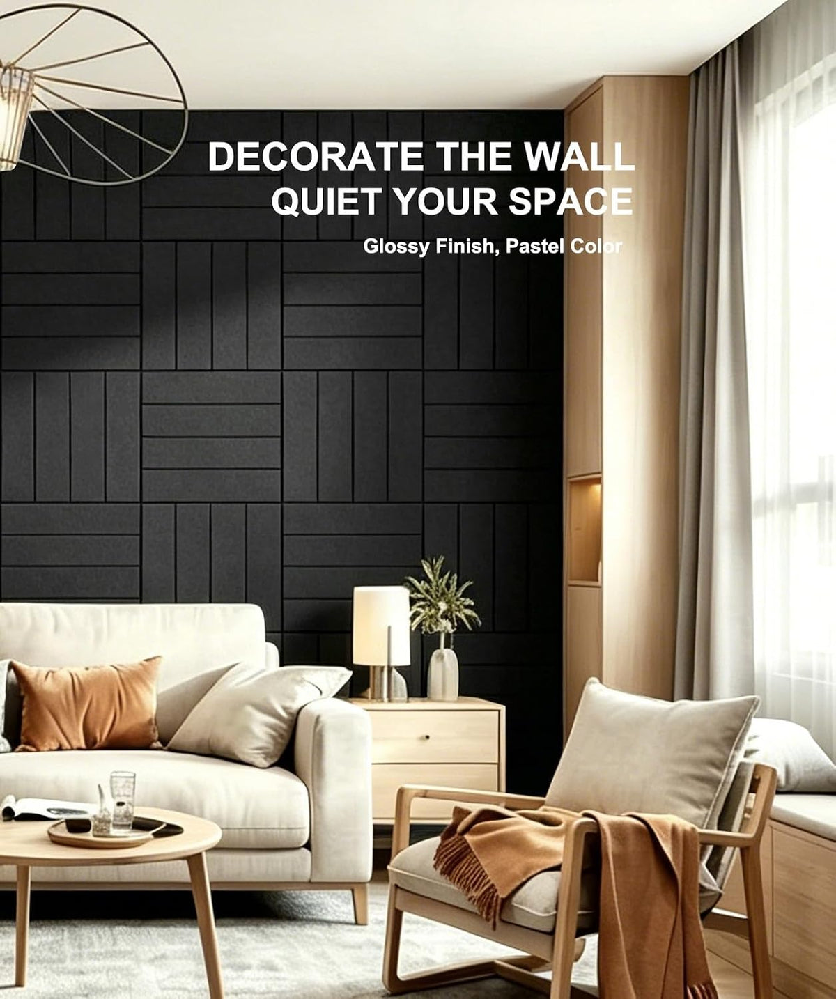 0.47" Thick Felt Wall Tiles 48"x36" Cork Board Alternative 12 Pack 11.81"x11.81"Felt Bulletin Board Pin Board with Removable Adhesive Tape&60 Pushpins for Home Office School(Bold-Black)