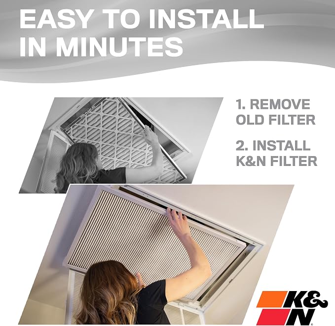 K&N 12X24X1 HVAC Furnace Air Filter, Lasts a Lifetime, Merv 8, the Last HVAC