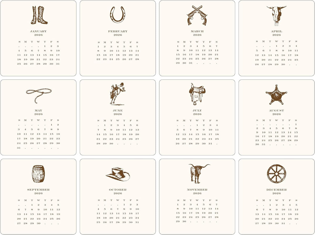 Shade Tree Greetings Cowboy 2026 Desk Calendar With Easel