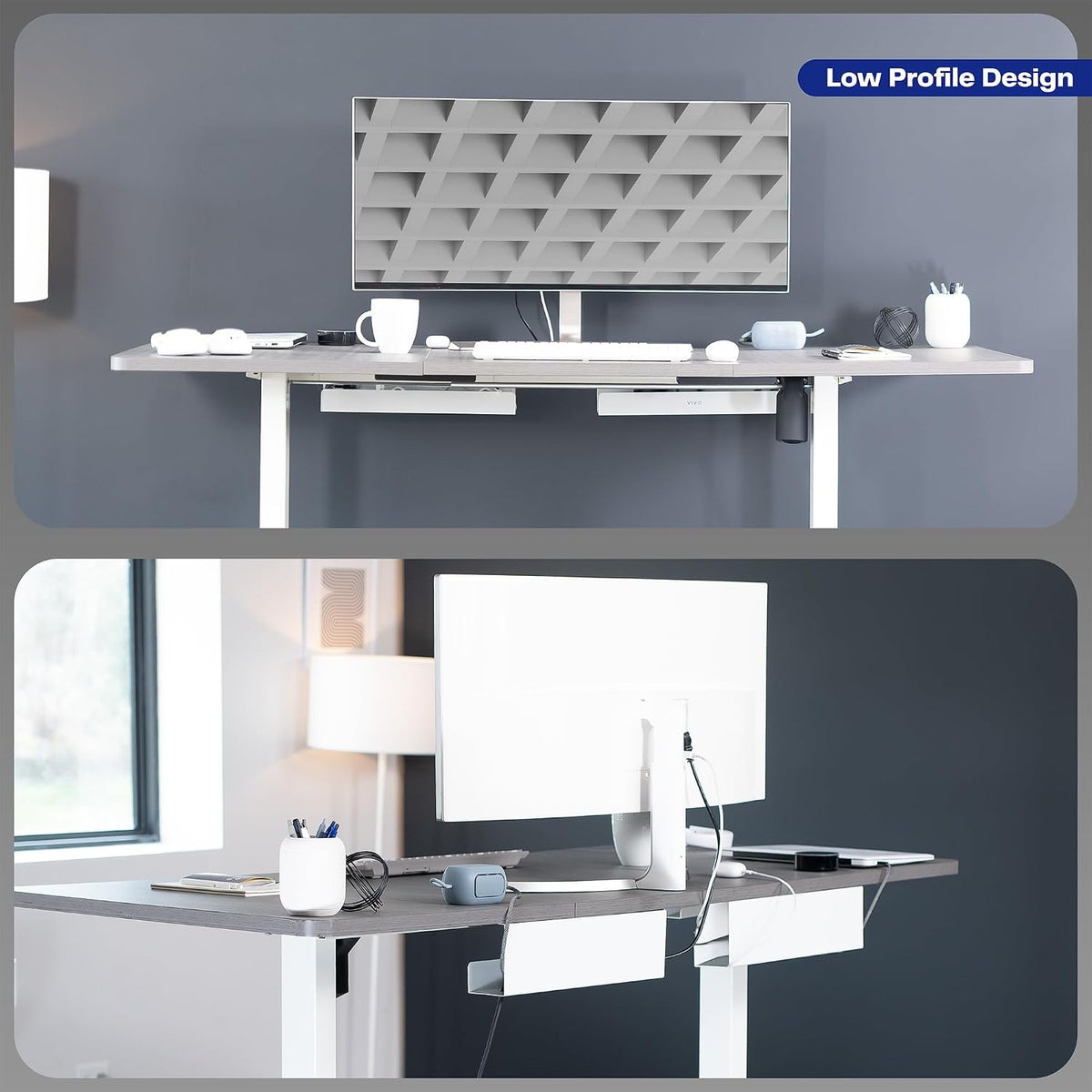 VIVO 2 Pack White 17 inch Under Desk Cable Management Tray, DESK-AC06-2CW