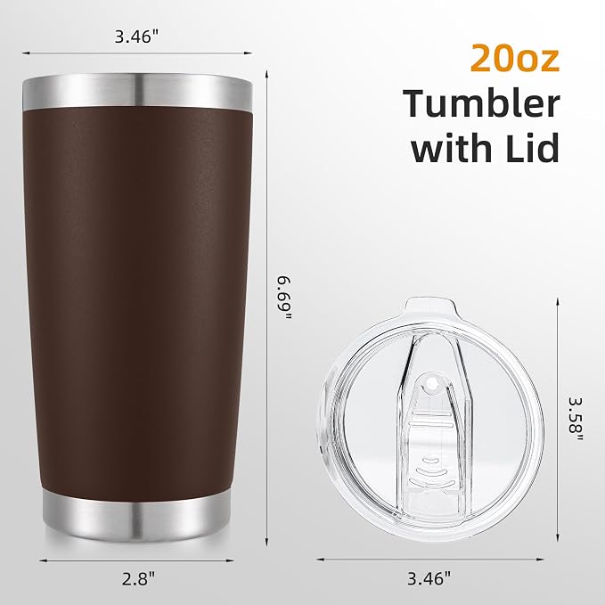 20oz Tumbler Bulk with Lid Stainless Steel Tumblers, 6 Pack | Leak Proof Lid
