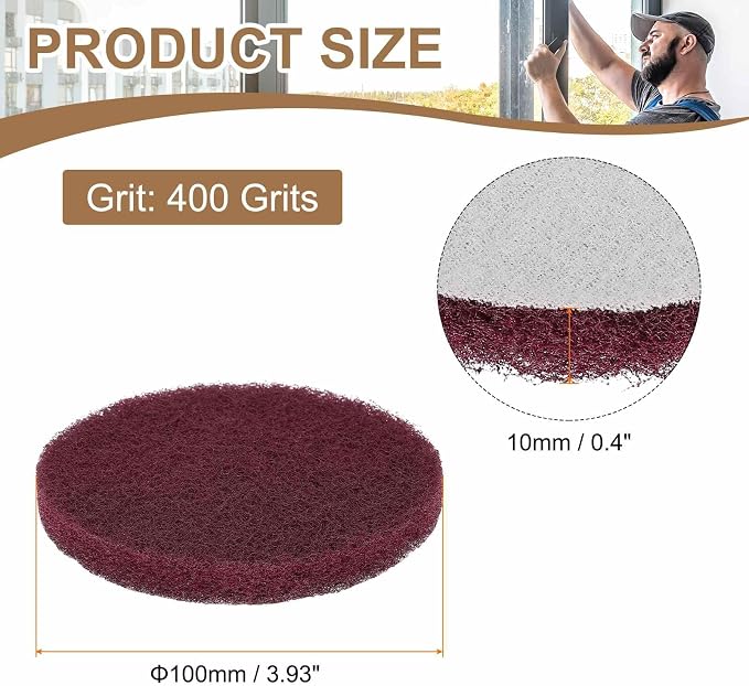 HARFINGTON 24pcs Scrubber Scouring Pads 400 Grits 4 Inch Drill Power Brush Hoop