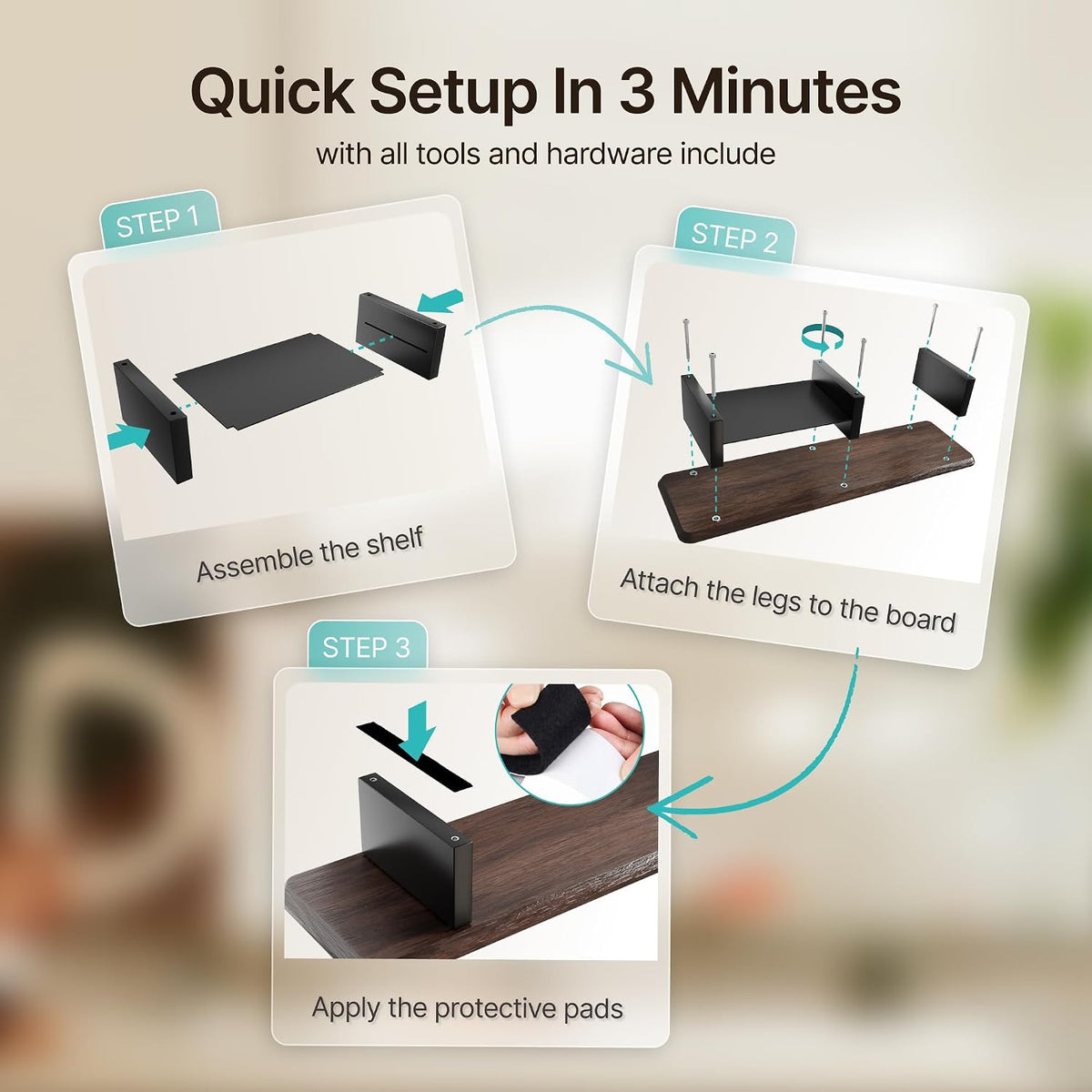 PEGZONE 31.5" Dual Monitor Riser, Metal Shelf Wooden Desk Organizer