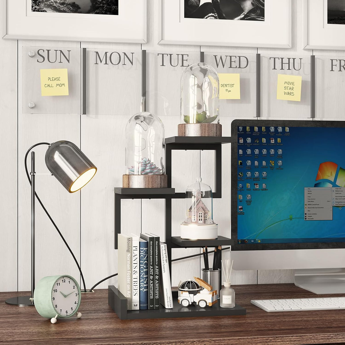 YMYNY 4 Tier Desktop Shelf Organizer 12.2x9.45x17.52 Black HSR007B