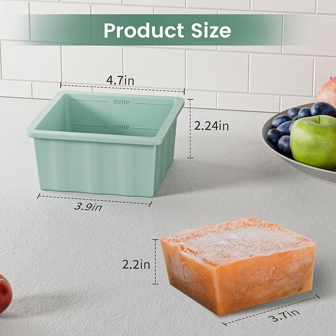 Silicone Freezer Tray for Soup Ice Cubes: 2-Cup Freezing Trays