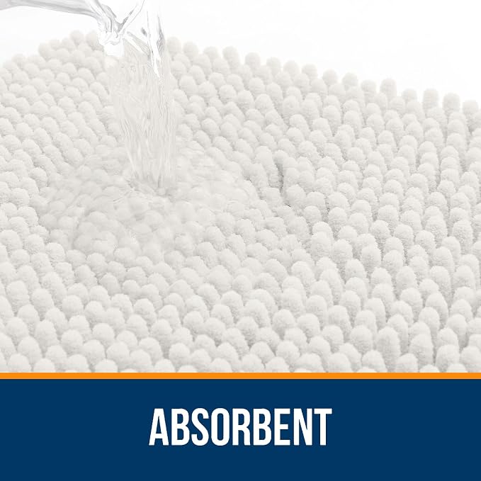 OLANLY Small Bathroom Rugs 24x16, Extra Soft Absorbent Chenille Bath Rugs