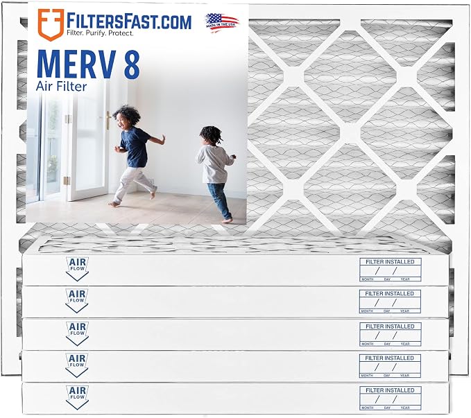 Filters Fast 25x25x2 Pleated Air Filter Merv 8, 2” AC Furnace Air Filters