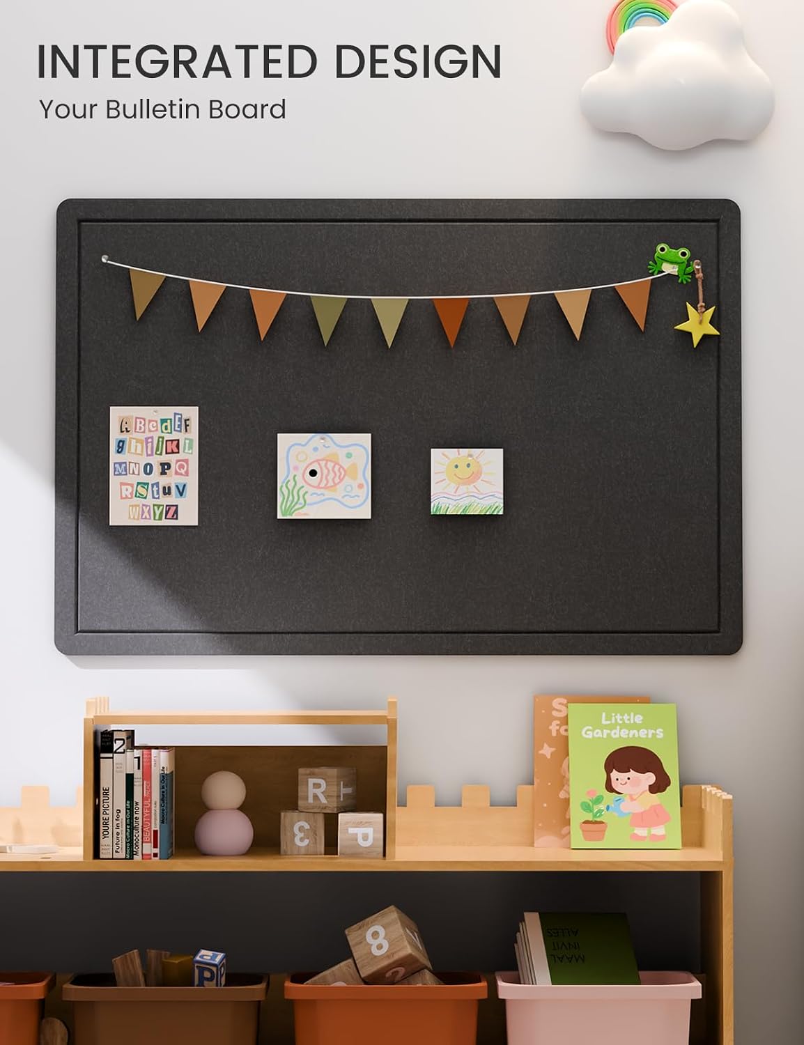 Fluxynara Felt Bulletin Board,35.4"x23.6", Black