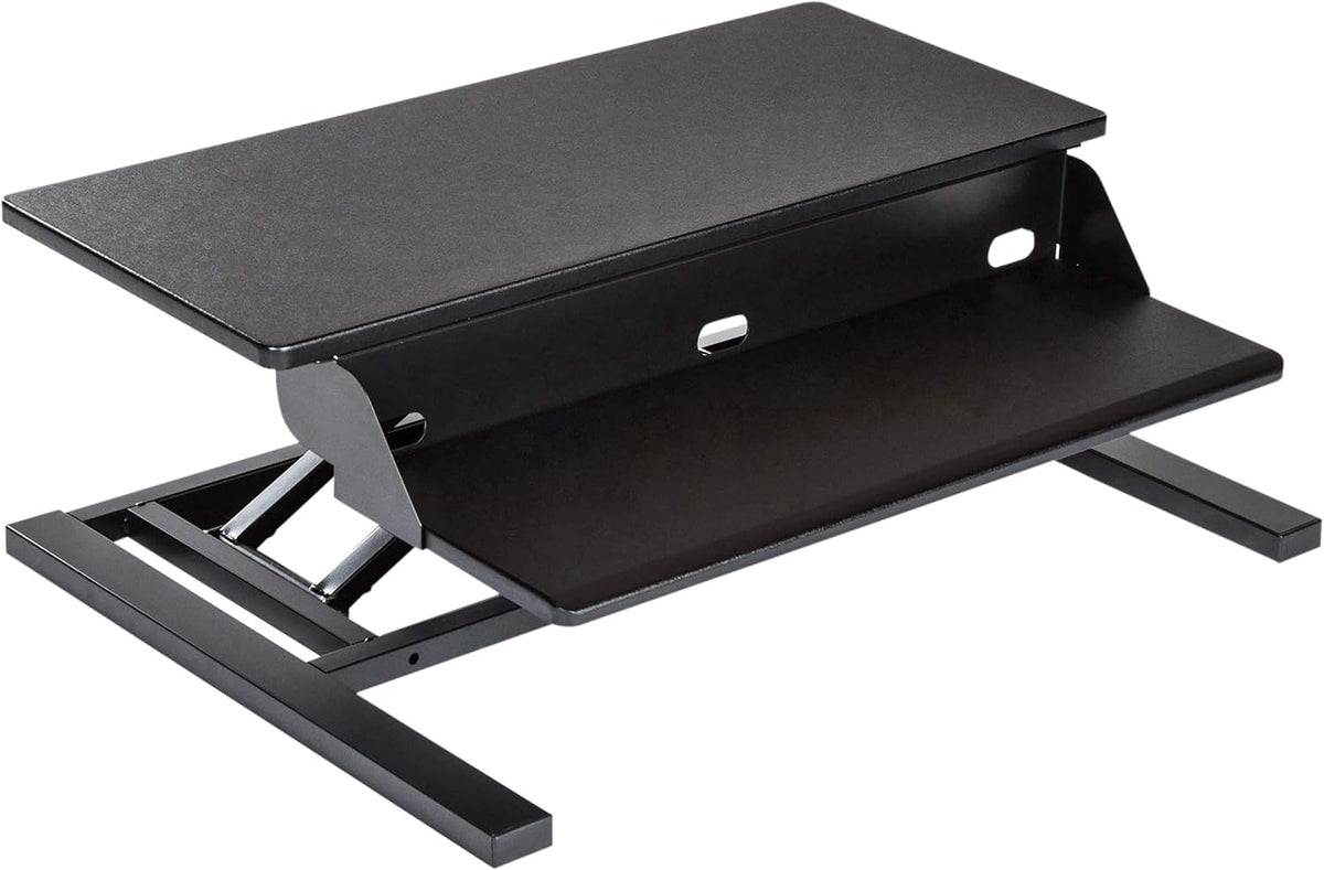 Stand Up Desk Store AirRise Pro Two Tier Standing Desk Converter Monitor Stand with Built-in Keyboard Tray (Black, 32" Wide)