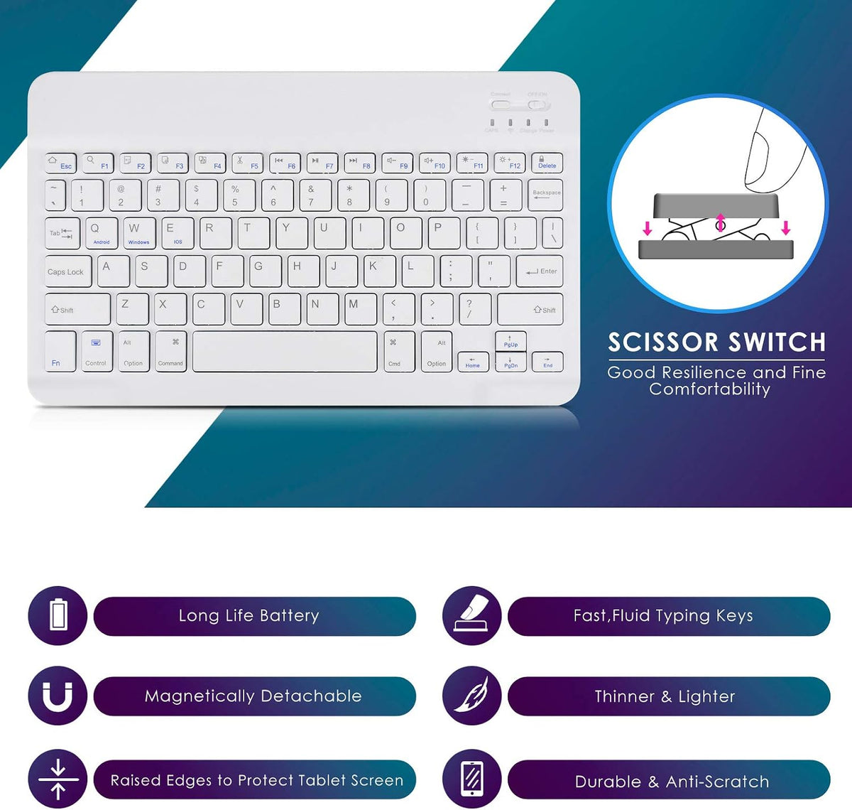 DETUOSI Universal 10.1 inch Android Tablet Case with Keyboard