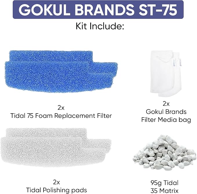 Tidal 75 Filter Maintenance and Replacement Filter Media Kit, Including Gokul