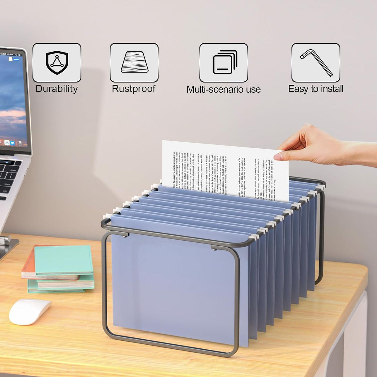 2 Sets Upgraded Adjustable Hanging File Folder Frame,Legal/Letter Size,Length Adjusted 16 to 25 inches,Heavy Duty Steel File Drawer/Cabinet Organizer Insert, Hanging Folder Holder,12.598" W X 9.45" H