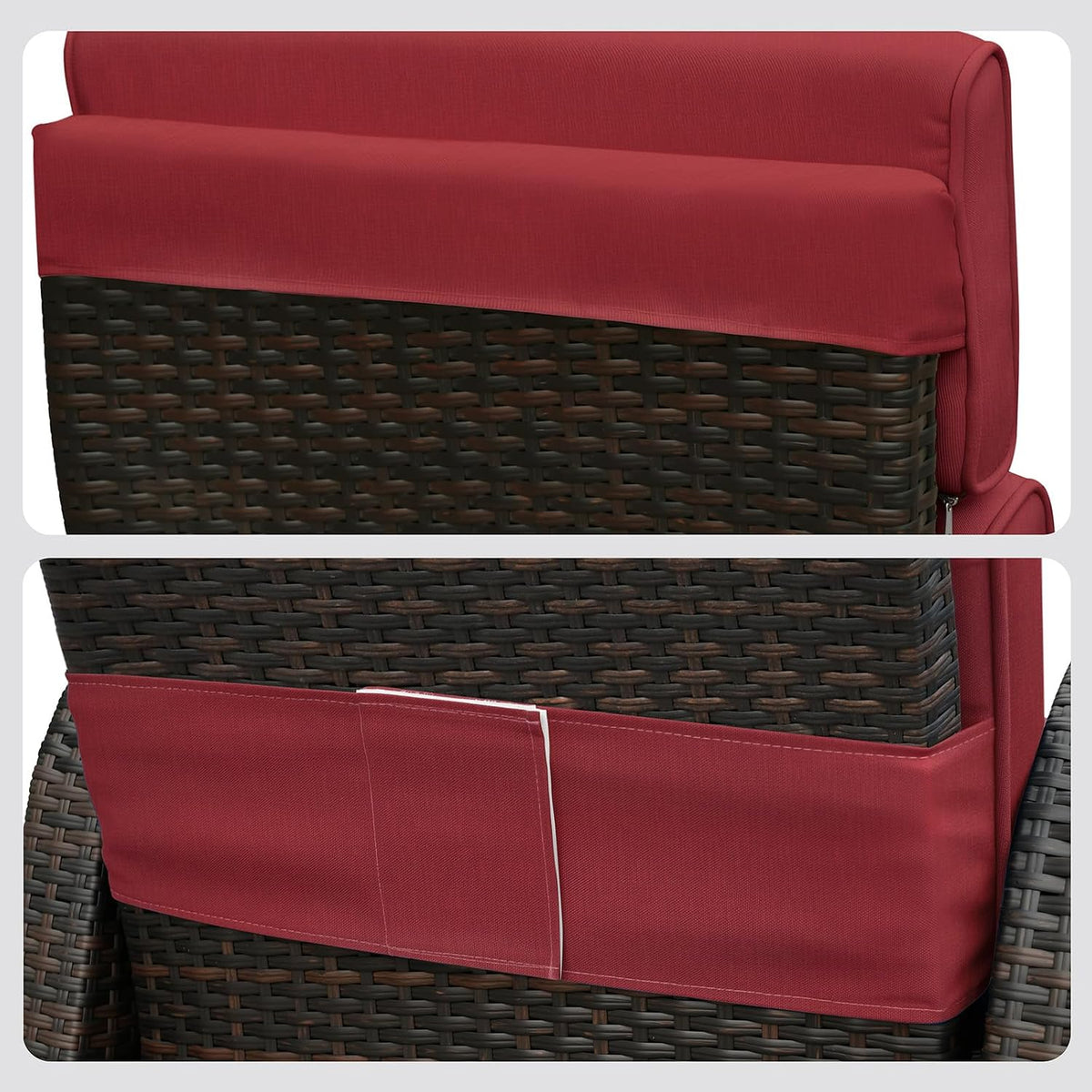 Skypatio All-Weather Outdoor Recliner Chair Replacement Cushion, Outdoor Waterproof Cushion for Patio Reclining Chair (Red)