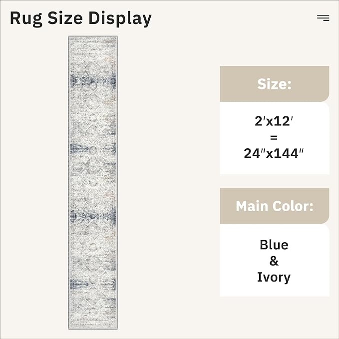 Soalmost Runner Rug 2x12 Washable Non-Slip Hallway Runner Rugs