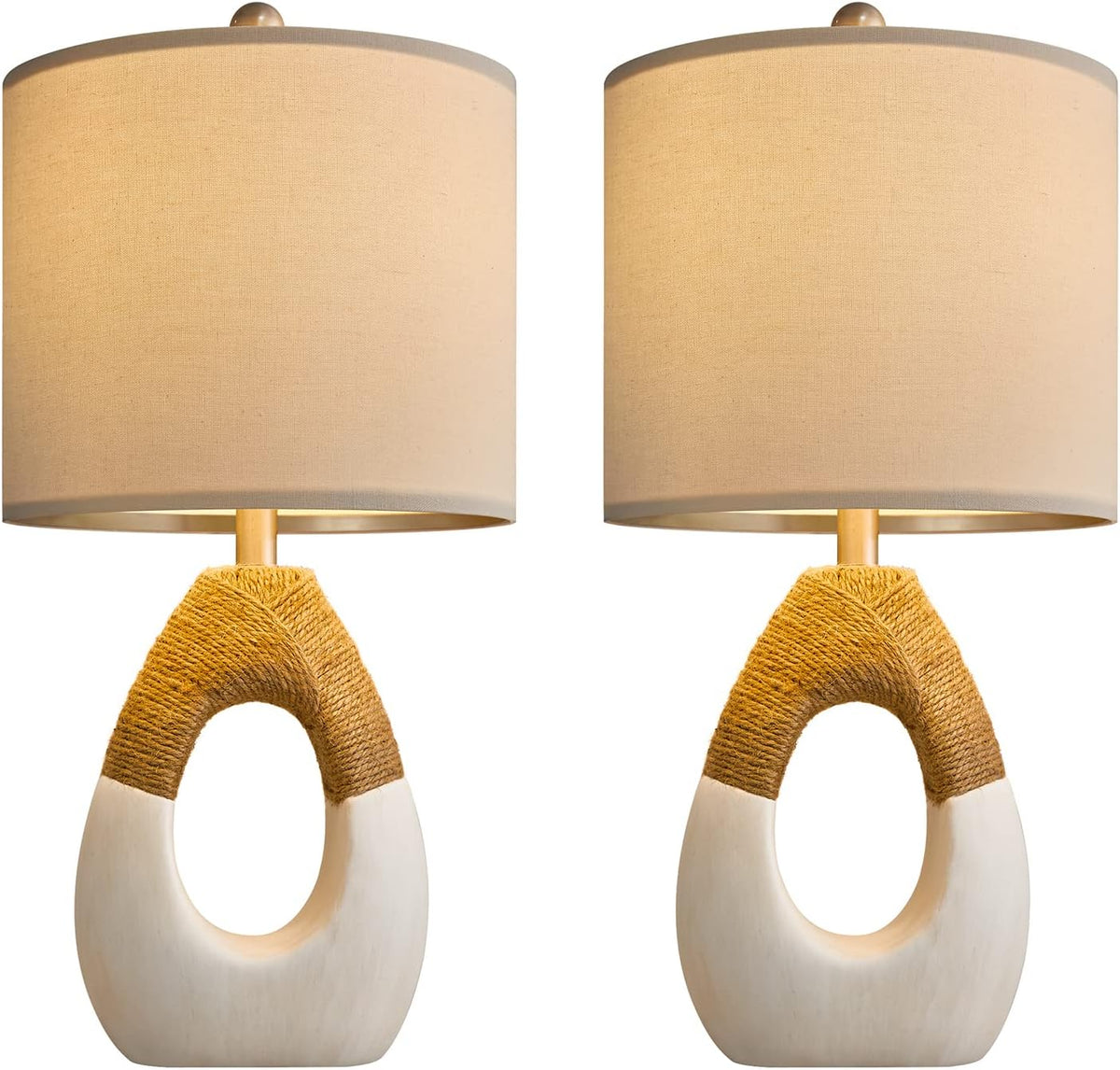 OYEARS 19'' Small Boho Table Lamps for Bedroom Set of 2 for Bedside