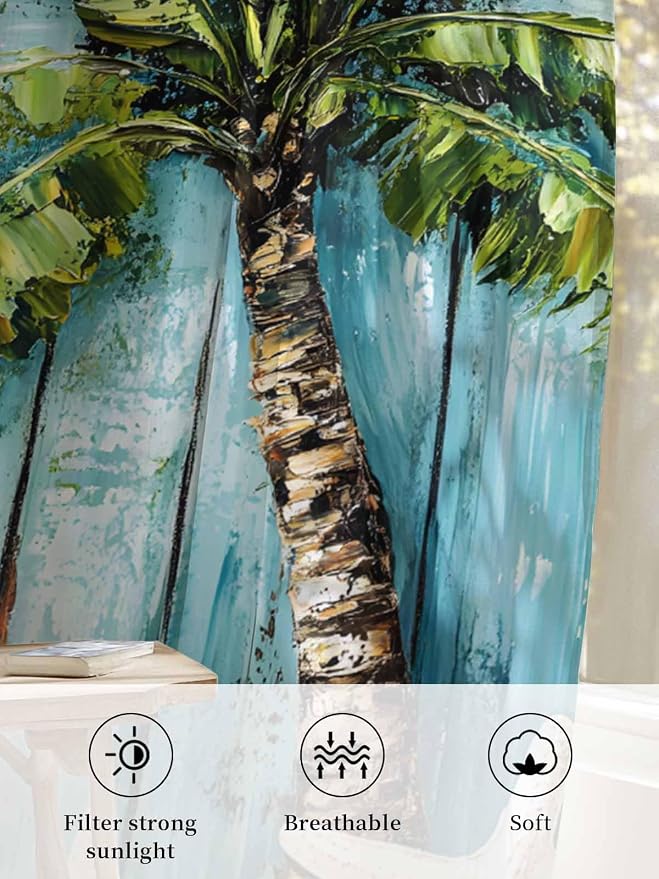 Sheer Curtains 108 Inches Long, Coastal Beach Starfish Semi Sheer Curtains