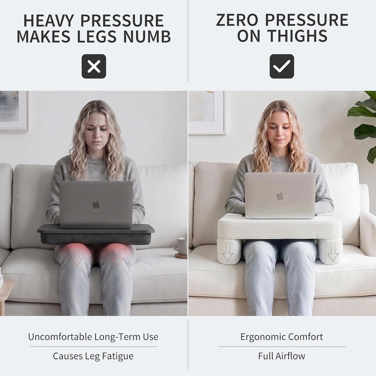 Septsun Foldable Lap Desk Pillow - Armrest, Laptop Cushion for Couch & Bed