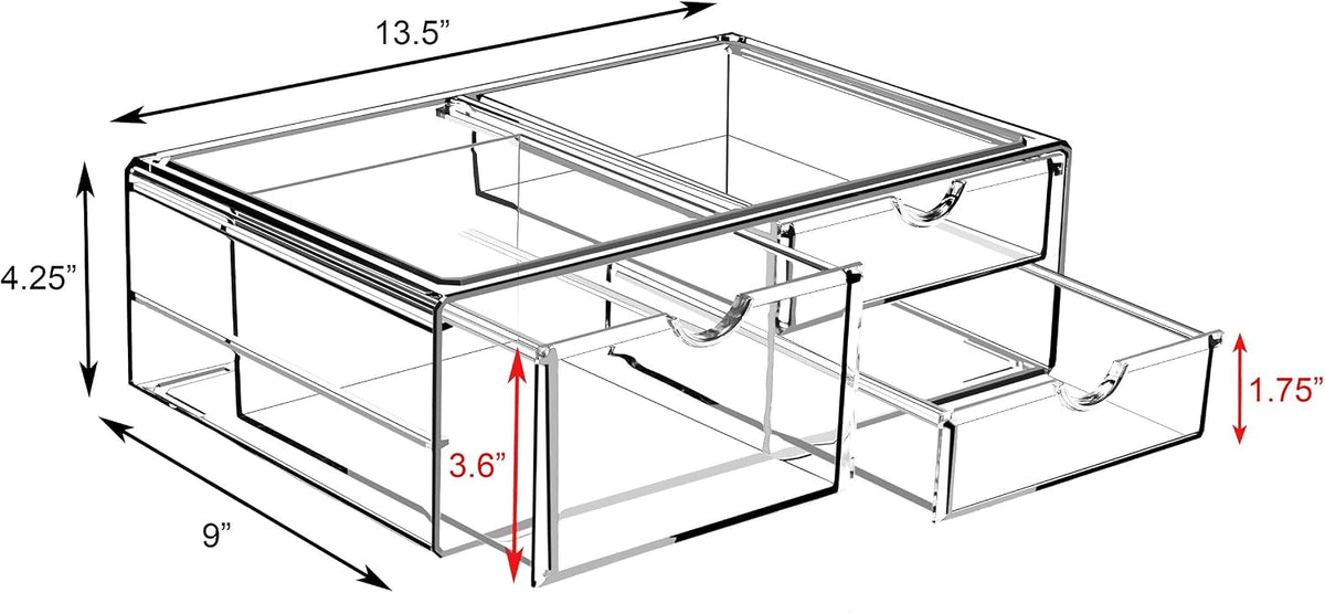 Sorbus Acrylic Drawers, Clear Makeup Organizer for Vanity (3 Drawers)