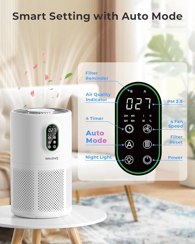 Air Purifiers for Home Large Room up to 1650 ft², WESTHEY H13 True HEPA Air