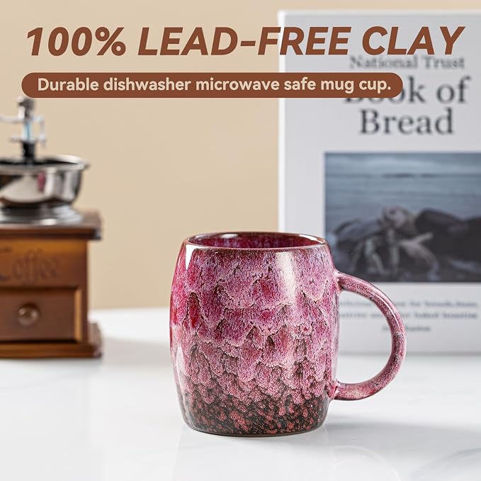 Roseate Nebula Ceramic Coffee Mug - 14 oz Unique Reactive Glaze Coffee Cup