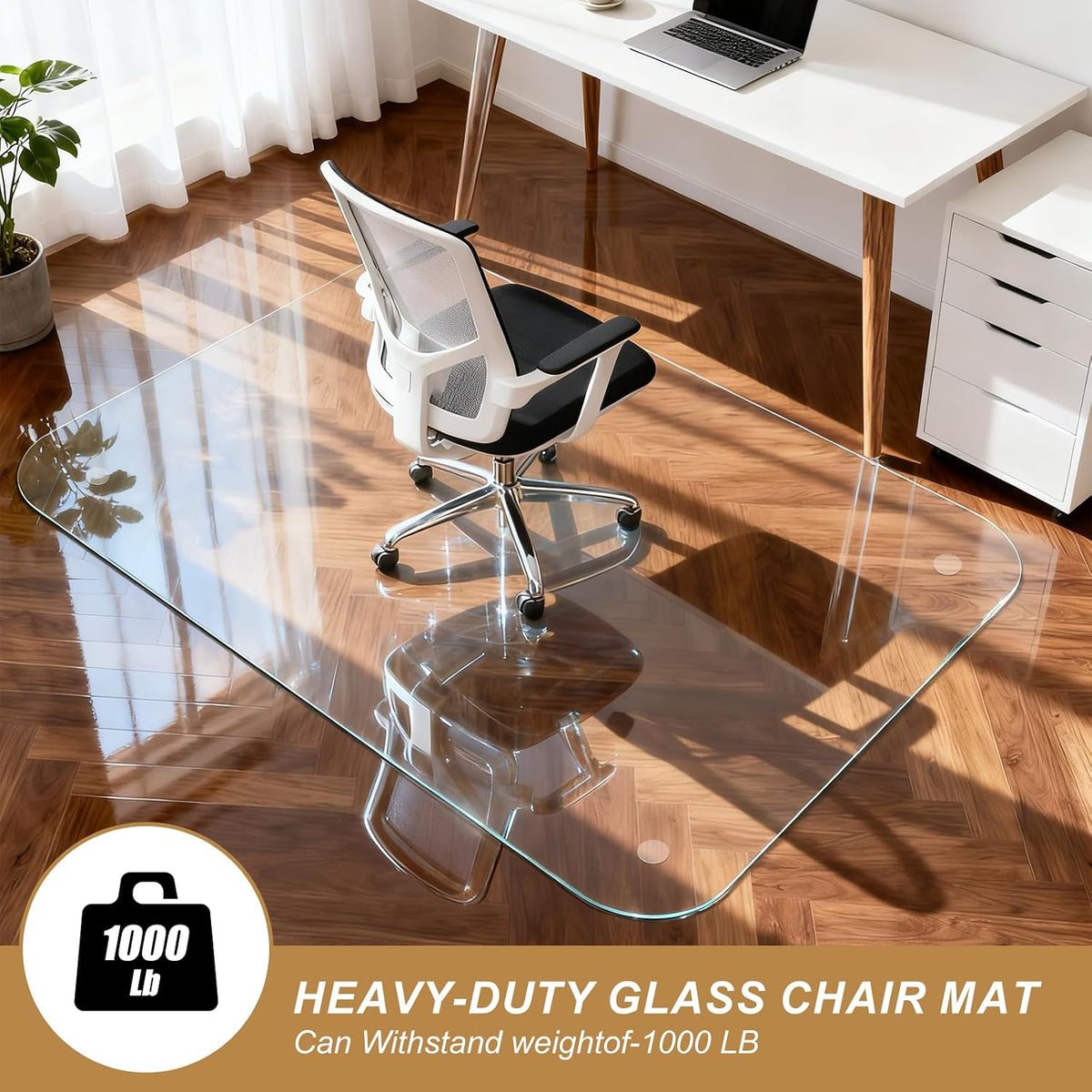 Vicwe Glass Chair Mat for Carpet, 36"x48" Tempered Glass Office Chair Mat