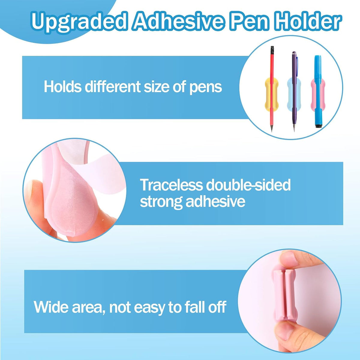 Sherr 48 Pack Adhesive Silicone Pencil Holders Bulk for Desk,Wave,Colorful