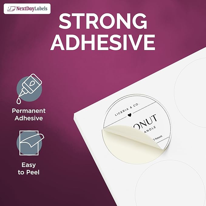 NextDayLabels 3.33 Inch Round Labels - Matte White Blank Circle Stickers - Printable Labels (6000 Sheets)