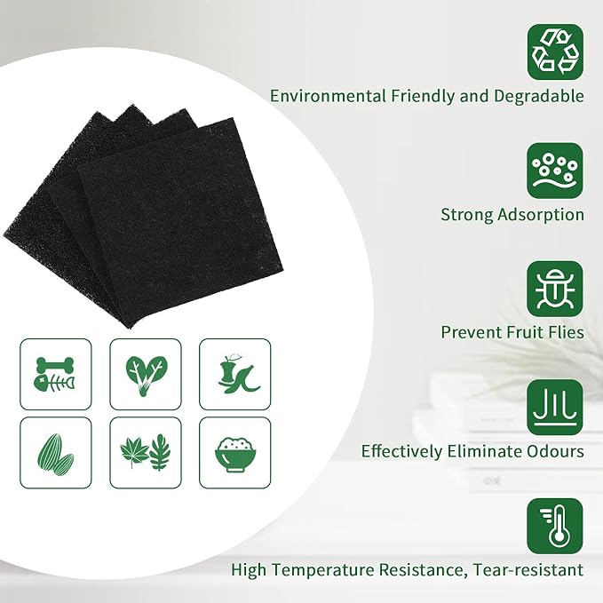 10 Pack Square Compost Bin Filters Spare Activated Carbon Filter Sheets