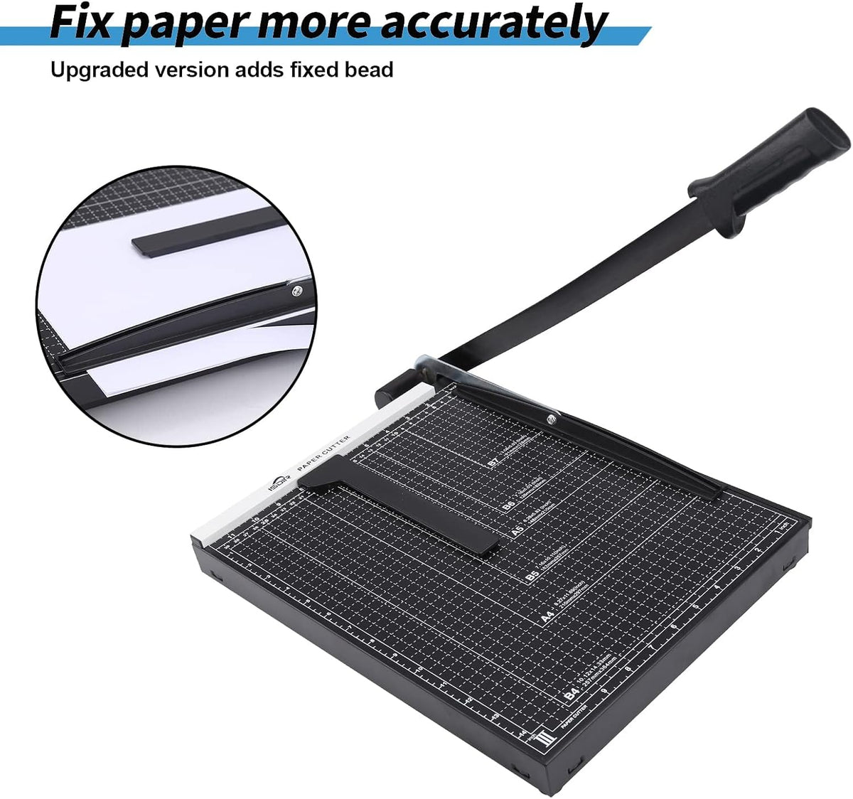 ISDIR 15" Guillotine Paper Cutter with Dual Pressure Bars, 15 Sheet Capacity, Magnetic Guide, Blade Lock, Heavy Duty Metal Base, for Cardstock, Crafts, DIY, Photos & Office