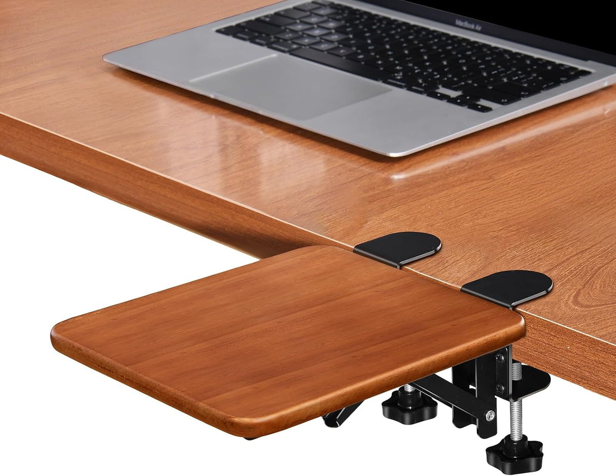 Ergonomic Wood Desk Extender Tray, Foldable Elbow Wrist Rest Shelf