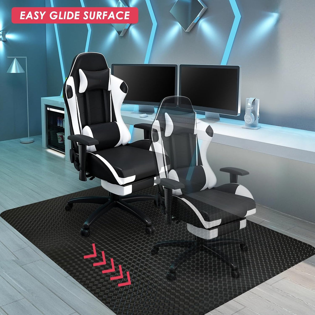 Vicwe Gaming Chair Mat for Hardwood Floor, 60"×46" Chair Mat, Easy Glide