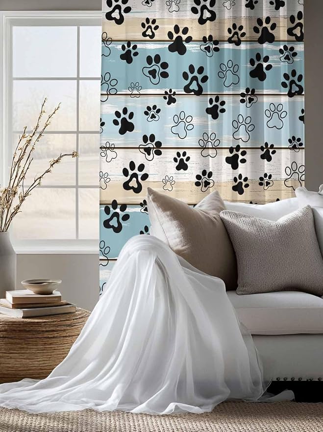 Sheer Curtains 72 Inches Long, Vintage Farmhouse Country Wood Grain Privacy