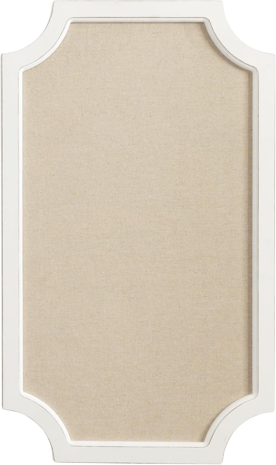Hogan Framed Scalloped Decorative Wall Pinboard; White; 18 x 30; Rustic Modern Farmhouse Bulletin Board for Wall Organization and Decorative Displays