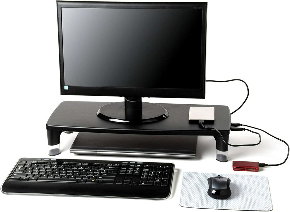 3M Monitor Computer Stand, 21.6 in x 9.4 in, 4 Port USB Hub