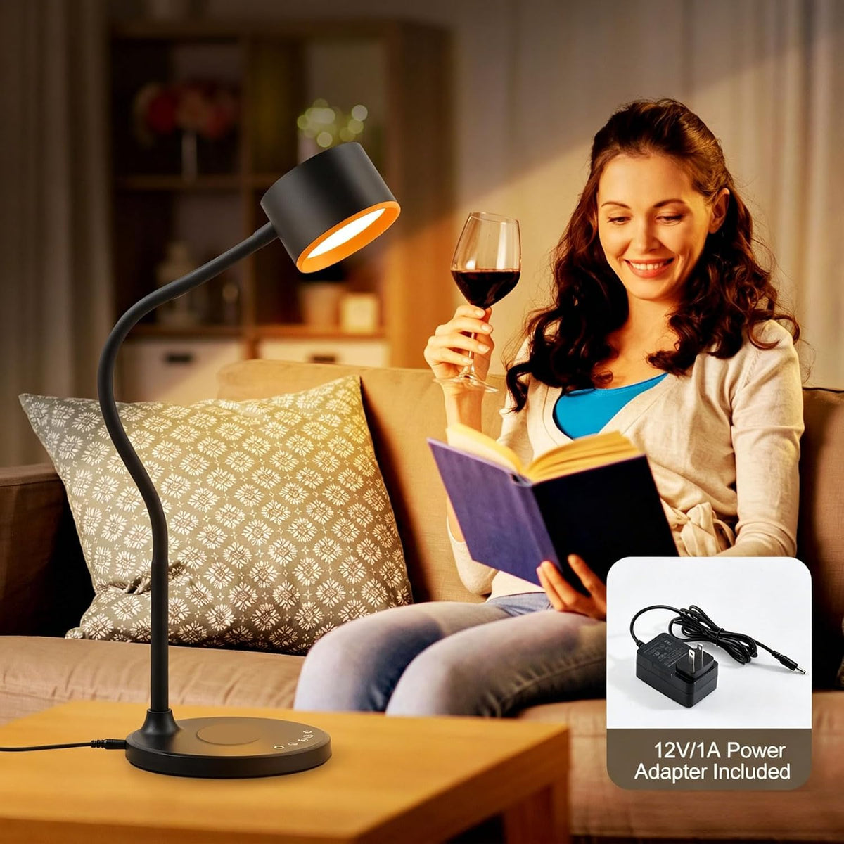 LiFMIRA Desk lamp with 2 USB Charging Ports, Touch Control Desk Light Black